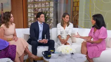 Kate Spade Meadow Puff-Sleeve Floral Wrap Dress worn by Tara Narula as seen in Good Morning America on July 11, 2025