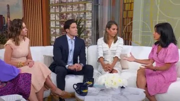 Sandro Striped Knit Maxi Dress worn by Ginger Zee as seen in Good Morning America on July 11, 2025