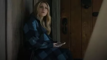 Joan Rivers Checked Caoat worn by Melissa Moore (Annaleigh Ashford) as seen in Happy Face (S01E04)