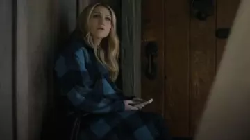 Joan Rivers Checked Caoat worn by Melissa Moore (Annaleigh Ashford) as seen in Happy Face (S01E04)