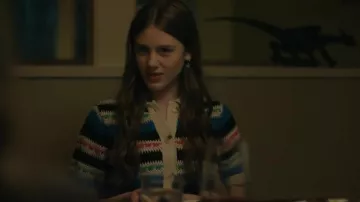 Sandro India Short Sleeve Collared Cardigan Sweater worn by Hazel (Khiyla Aynne) as seen in Happy Face (S01E05)