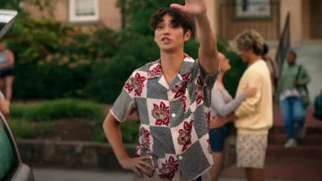 Bode Checker Bloom Short-Sleeve Shirt worn by Steven (Sean Kaufman) as seen in The Summer I Turned Pretty (S03E01)