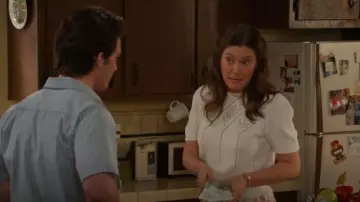 L. L. Bean Hand Embroidered Floral Knit Sweater worn by Mary Cooper (Zoe Perry) as seen in Georgie & Mandy's First Marriage (S01E22)