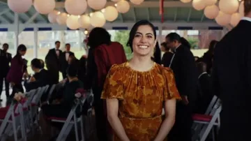 Rhode Arabella Leaf Print Midi Dress worn by Rita as seen in Poker Face (S02E11)