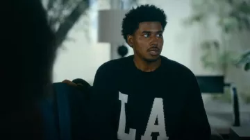 PacSun Los Angeles Crew Neck Sweater worn by Justin Edwards (Michael Cooper Jr.) as seen in FOREVER (S01E06)