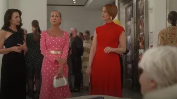 Me + Em Red Knit High Neck Pleated Sleeveless Maxi Dress worn by Miranda Hobbes (Cynthia Nixon) as seen in And Just Like That… (S03E08)