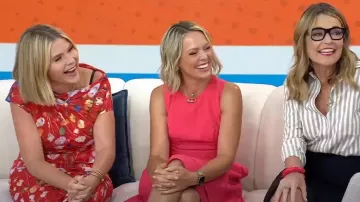 Robe fourreau drapée à imprimé floral Lela Rose portée par Jenna Bush Hager comme on le voit dans Today le 17 juillet 2025