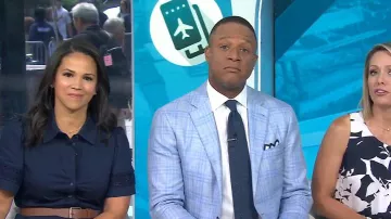 Ceinture en cuir Reiss Annexe portée par Laura Jarrett comme on le voit dans Today le 18 juillet 2025