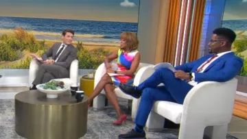 Ralph Lauren Purple Label Multi Color Dress worn by Gayle King as seen in CBS Mornings on July 17, 2025