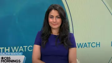 Robe Boss Duranita portée par le Dr Celine Gounder vue dans CBS Mornings le 15 juillet 2025