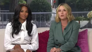 Mango Linen Suit Blazer worn by Jenna Bush Hager as seen in Today with Jenna & Friends on July 18, 2025