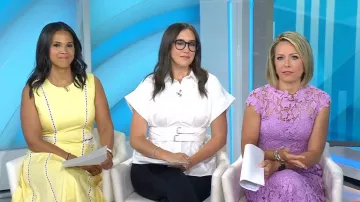 Tanya Taylor Sloane Dress in Lemon Meringue worn by Laura Jarrett as seen in Today on July 21, 2025