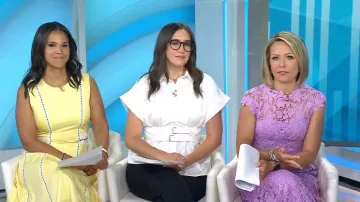 Blusa plisada Exquise The Tobie Edición de doble hebilla en usado por Savannah Sellers como se ve en Today el 21 de julio de 2025