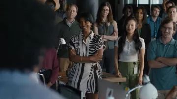 Mango Printed Cross Shirt Dress worn by DA Marilyn Kast (Rachael Crawford) as seen in Accused (S02E03)