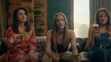 Sezane Red Floral Long Sleeve Dress worn by Jill (Katie Lowes) as seen in The Hunting Wives (S01E03)