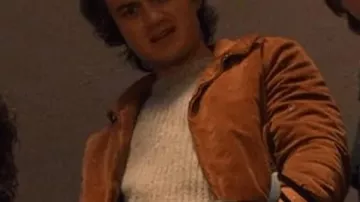 Joe Keery Stranger Things Suede Leather Jacket worn by Steve Harrington (Joe Keery) in Stranger Things (S05)