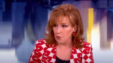 Libertine French Kissing In The USA Short Jacket worn by Joy Behar as seen in The View on  July 8, 2025