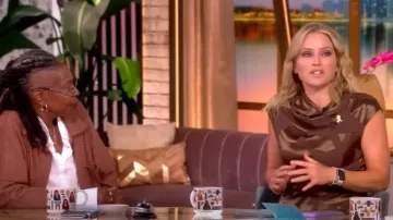 Simkhai Burke Draped Midi Dress worn by Sara Haines as seen in The View on July 8, 2025