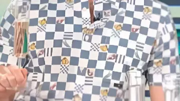 Access Daily 2025 Chemise à carreaux bleu et blanc portée par (Paul Zahn) dans Access Daily (S13E15)