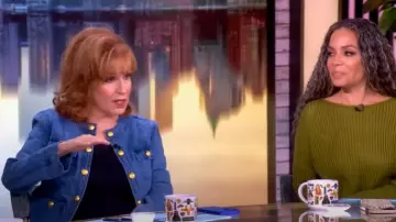 L'Agence Yari Faded Collarless Denim Jacket worn by Joy Behar as seen in The View on July 22, 2025