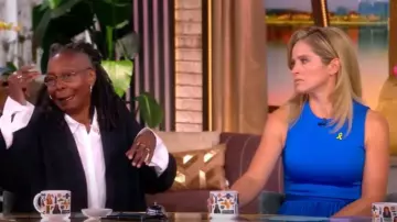 Alice + Olivia Chara Pleated Sleeveless Maxi Dress worn by Sara Haines as seen in The View on July 22, 2025
