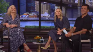 Franco SartoTiffany Platform Wedge Sandal worn by Kristen Johnston as seen in LIVE with Kelly and Mark on  July 21, 2025