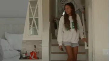 The Bar Varsity Sweatshirt White/Green worn by Emira D'Spain as seen in Next Gen NYC (S01E08)