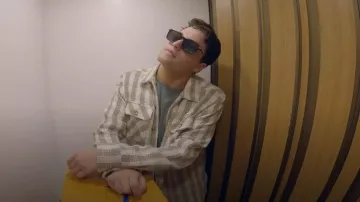 Blue Sky Inn Checked Bouclé Wool-Blend Button-Front Shirt worn by Brooks Marks as seen in Next Gen NYC (S01E08)