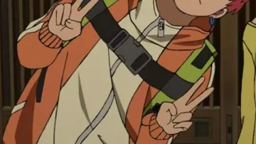 Dandadan Jin Enjoji Orange Bomber Jacket worn by Jin Enjoji (Aleks Le) in Dan Da Dan (S01)