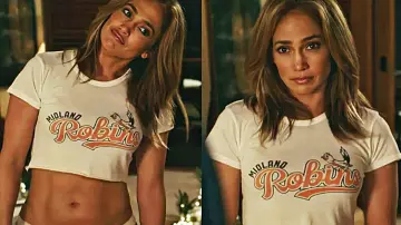 Midland Robins t-shirt worn by Darcy (Jennifer Lopez) as seen in Shotgun Wedding