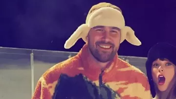 Travis Kelce Pinehurst Sherpa Jacket (Travis Kelce) in The Real! Taylor Swift and Travis Kelce - Love Story or Anti-Hero?