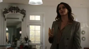 Alexander McQueen Peak-Shoulder Pinstripe One-Button Blazer worn by Olivia Benson (Mariska Hargitay) as seen in Law & Order: Special Victims Unit (S26E09)