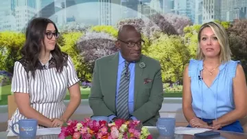 Loft Pleated Tie Neck Top worn by Dylan Dreyer as seen in Today on July 22, 2025