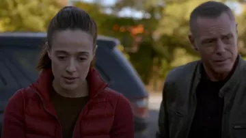 Moncler Puffer Cardigan  Knit Sleeves worn by Kim Burgess (Marina Squerciati) as seen in Chicago P.D. (S12E09)