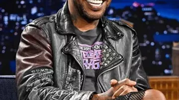 The Tonight Show Kid Cudi Leather Jacket worn by Kid Cudi in The Tonight Show Starring Jimmy Fallon