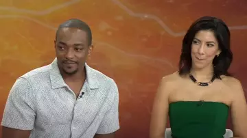 Todd Snyder Relaxed Cabana Polo in Soft Sage worn by Anthony Mackie as seen in Today on July 23, 2025