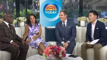 Badgley Mischka Floral Print Belted Lace Shirtdress worn by Laura Jarrett as seen in Today on  July 24, 2025