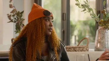 C.P. Company Orange Goggle Ribbed Knit Beanie worn by Sevyn Streeter as seen in Hitmakers (S01E04)
