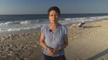 Haut à manches courtes à rayures Joie Hassie porté par Stephanie Gosk comme on le voit dans Today le 25 juillet 2025