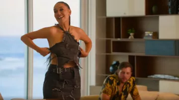Fashion Nova Black Denim Star Halter Top and Mini Skirt Set worn by Jenna Andrews as seen in Hitmakers (S01E06)