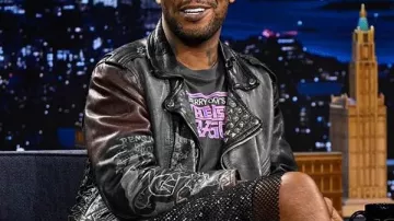 Kid Cudi The Tonight Show S12 Biker Leather Jacket worn by Kid Cudi in The Tonight Show Starring Jimmy Fallon