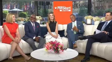 Mule Giuseppe Zanotti Vanilla 85 Marinetti portée par Jenna Bush Hager comme on le voit dans Today le 28 juillet 2025