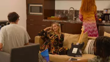 Nasty Gal Black Palm Tree Print 3 Piece Kimono Set worn by Whitney Phillips as seen in Hitmakers (S01E06)
