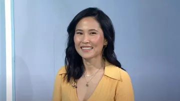 Sandro Porto Knit Button-Up Shirt worn by Vicky Nguyen as seen in Today on  July 28, 2025