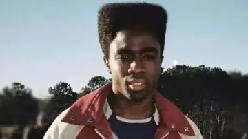 Stranger Things Lucas Sinclair S5 Red Jacket of Lucas Sinclair (Caleb McLaughlin) in Stranger Things (S05E08)