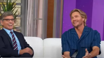 King & Tuckfield Cropped-fit Cotton And Linen Shirt worn by Chad Michael Murray as seen in Good Morning America on July 29, 2025