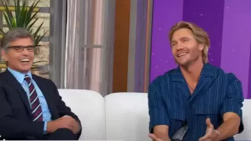 King & Tuckfield Cropped-fit Cotton And Linen Shirt worn by Chad Michael Murray as seen in Good Morning America on July 29, 2025