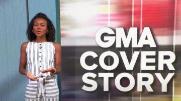 Haut boutonné en coton à rayures Fifteen Twenty Elis porté par Janai Norman, vu dans Good Morning America le 4 août 2025