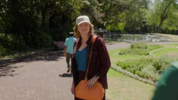 Deadly Ponies Orange Bag worn by Alexa Crowe (Lucy Lawless) as seen in My Life Is Murder (S05E01)
