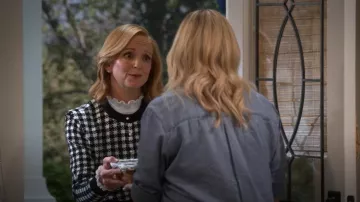 ASTR The Label Houndstooth Cardigan worn by Mary (Jayma Mays) as seen in Leanne (S01E03)